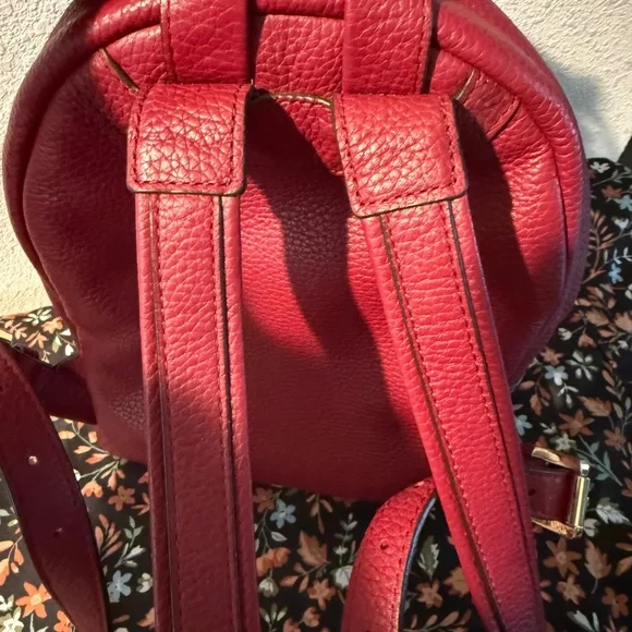 Michael Kors Red Leather Mini Backpack Handbag EUC - Picture 5 of 13
